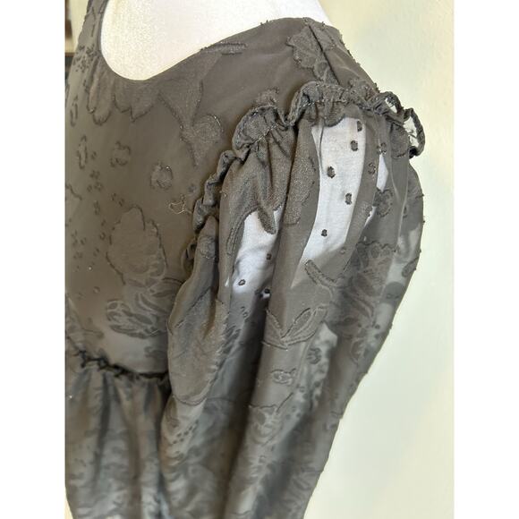 Black Babydoll Dress Lace Whimsigoth Floral Dark Fairy Grunge Witchy Romantic XS - Picture 5 of 16